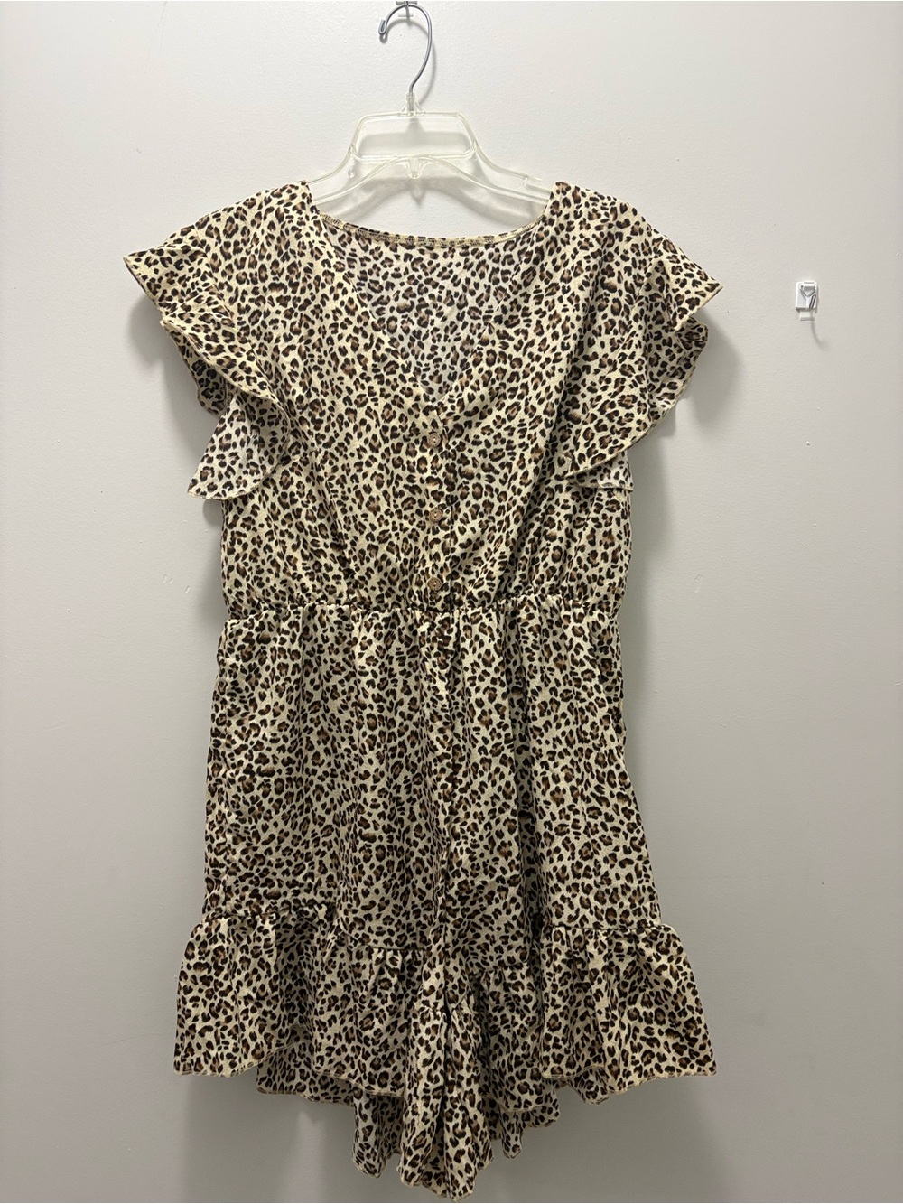 SHEIN Leopard Print Romper in Cream and Brown